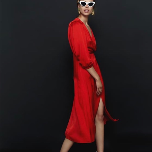Zara Dresses & Skirts - Zara red wrAp dress sz xl